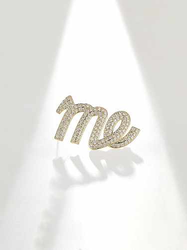 Broche Dainty Lettre en Laiton Cubic Zirconia