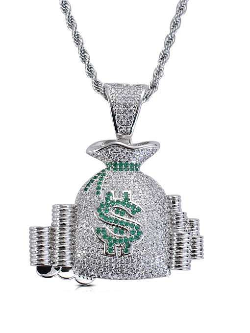 Brass Cubic Zirconia Purse Hip Hop Necklace