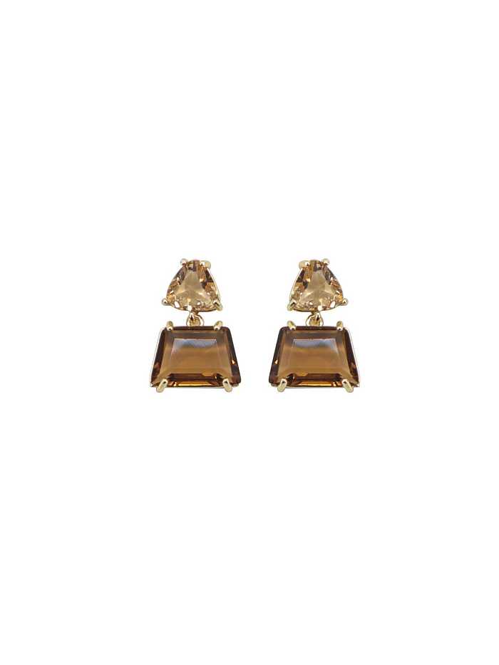 Brass Cubic Zirconia Geometric Vintage Stud Earring