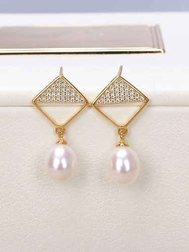 Brass Shell beads Geometric Minimalist Drop Earring