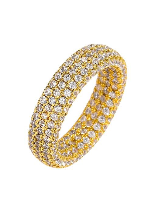 Brass Cubic Zirconia Geometric Dainty Band Ring