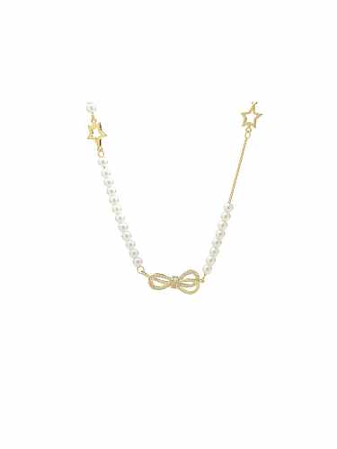 Collier Dainty Bowknot Cubic Zirconia en laiton