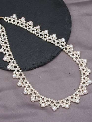 Brass Freshwater Pearl Flower Vintage Choker Necklace