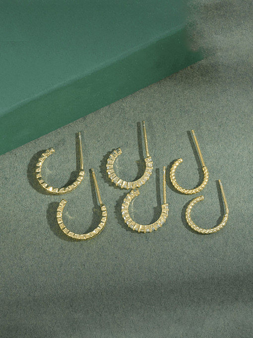 Brass Cubic Zirconia Geometric Minimalist Hoop Earring