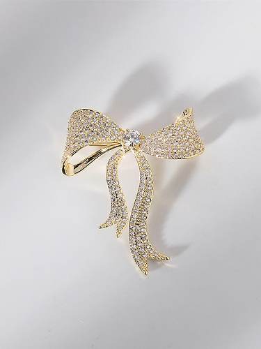Brass Cubic Zirconia Bowknot Luxury Brooch