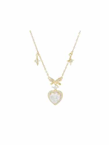 Collier Dainty Coeur en Laiton Cubic Zirconia