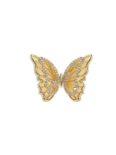 Broche de tendencia de mariposa acrílica de circonita cúbica de latón