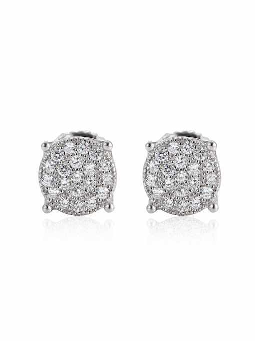 925 Sterling Silver Cubic Zirconia Round Minimalist Stud Earring