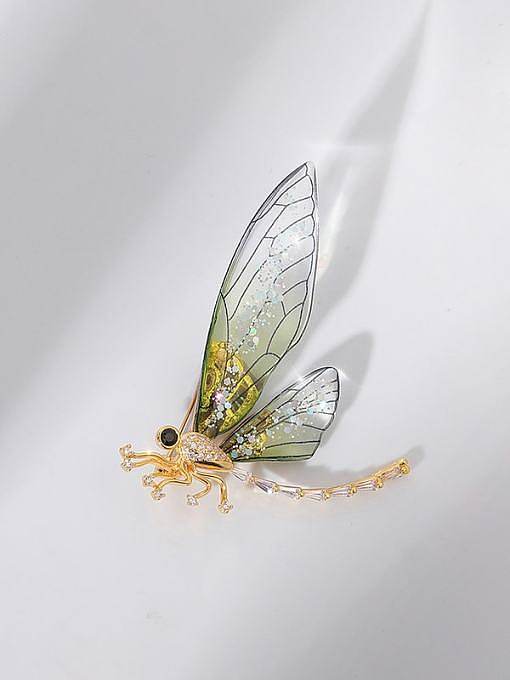 Brass Acrylic Dragonfly Cute Brooch