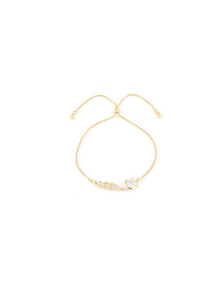 Brass Cubic Zirconia Fox Dainty Adjustable Bracelet