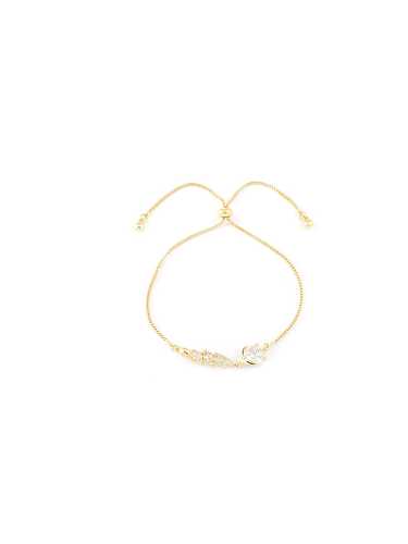 Brass Cubic Zirconia Fox Dainty Adjustable Bracelet