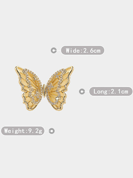 Broche tendência de borboleta de acrílico com zircônia cúbica de latão