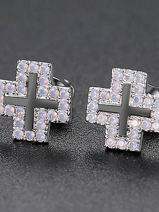 Copper Cubic Zirconia Geometric Hip Hop Stud Earring