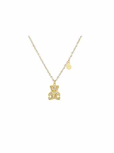 Collier Dainty Ours en Laiton Cubic Zirconia