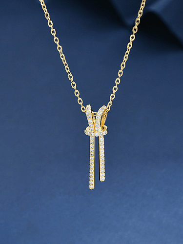 Collier Minimaliste Géométrique en Laiton Cubic Zirconia