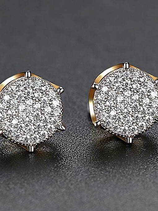Copper Cubic Zirconia Geometric Hip Hop Stud Earring