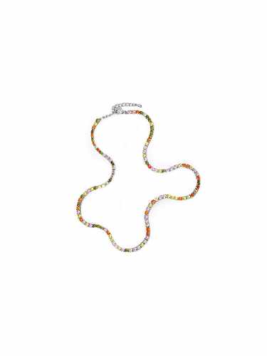Geometrische Trend-Halskette aus Messing mit Zirkonia