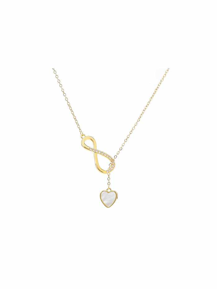 Brass Cubic Zirconia Heart Dainty Necklace