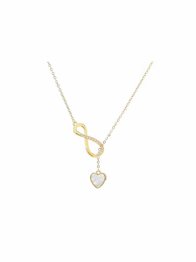 Brass Cubic Zirconia Heart Dainty Necklace