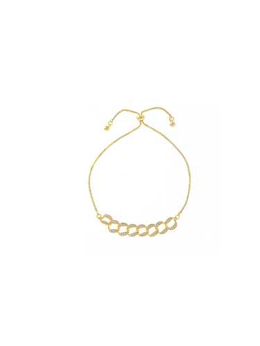 Brass Cubic Zirconia Geometric Dainty Adjustable Bracelet