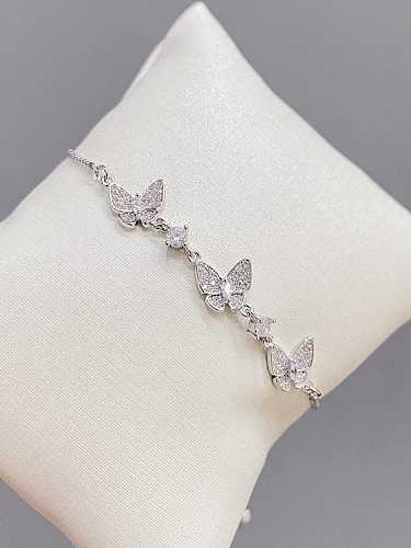 Bracelet Réglable Dainty Papillon en Laiton Cubic Zirconia