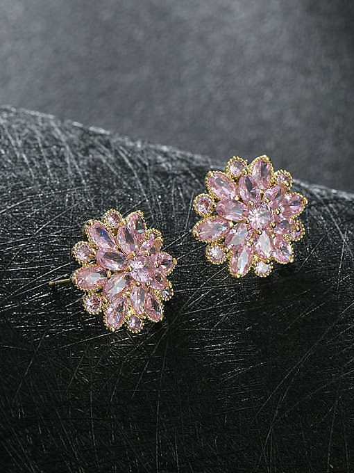 Boucles d'Oreilles Goujon Dainty Fleur en Laiton Cubic Zirconia