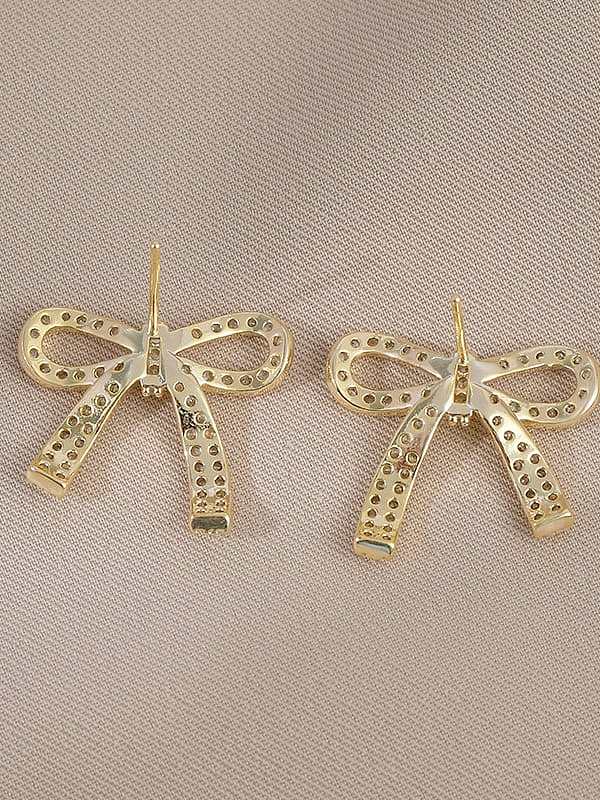 Brass Cubic Zirconia Bowknot Dainty Stud Earring