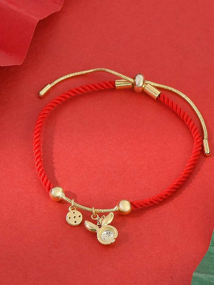 Brass Cubic Zirconia Rabbit Dainty Adjustable Bracelet