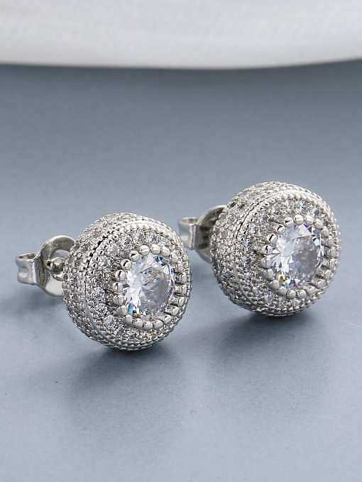 Brass Cubic Zirconia Round Dainty Stud Earring