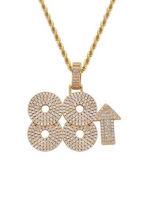 Brass Cubic Zirconia Round Hip Hop Necklace