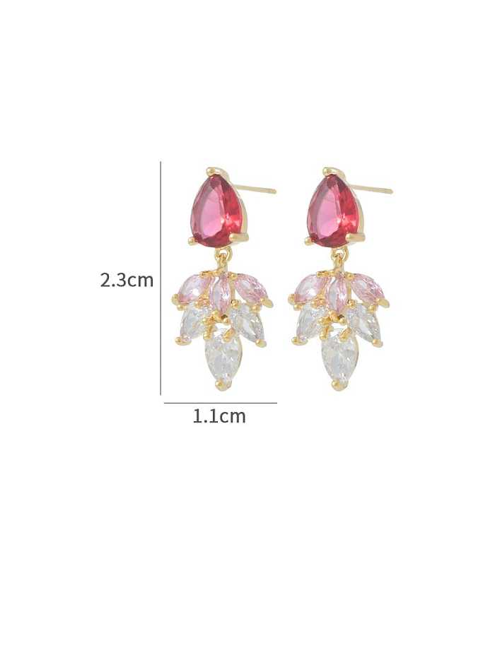 Brass Cubic Zirconia Leaf Dainty Stud Earring