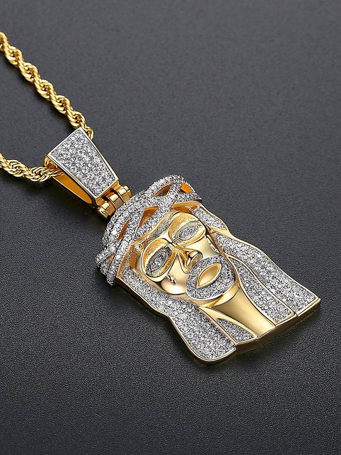 Copper Face Cubic Zirconia Irregular Hip Hop Necklace