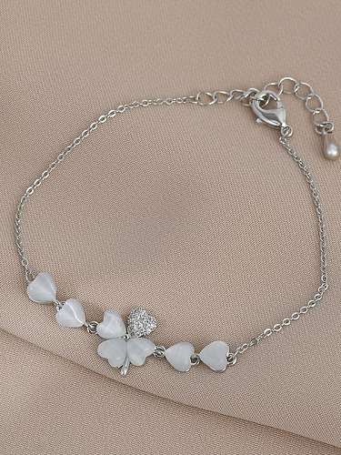 Brass Cubic Zirconia Flower Dainty Bracelet
