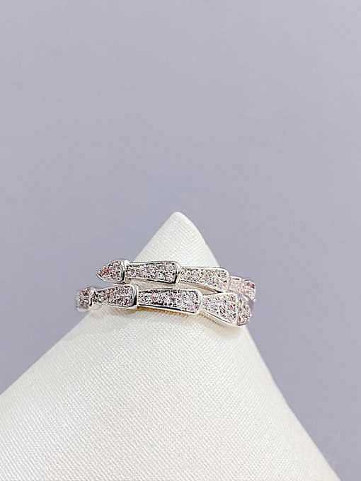 Brass Cubic Zirconia Geometric Trend Band Ring