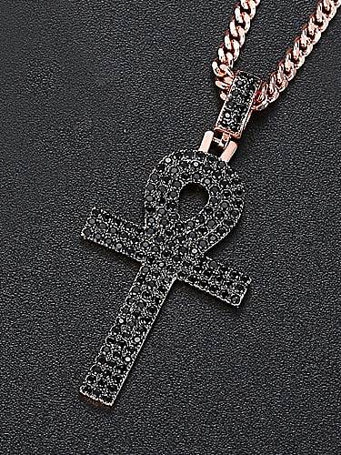 Copper Cubic Zirconia Key Hip Hop Necklace