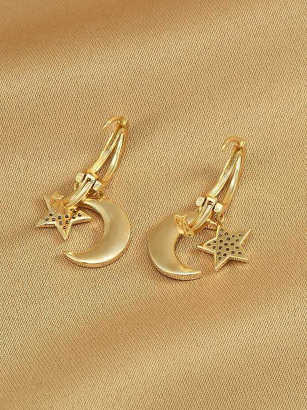 Boucles d'oreilles pendantes en laiton et zircon cubique Moon Trend