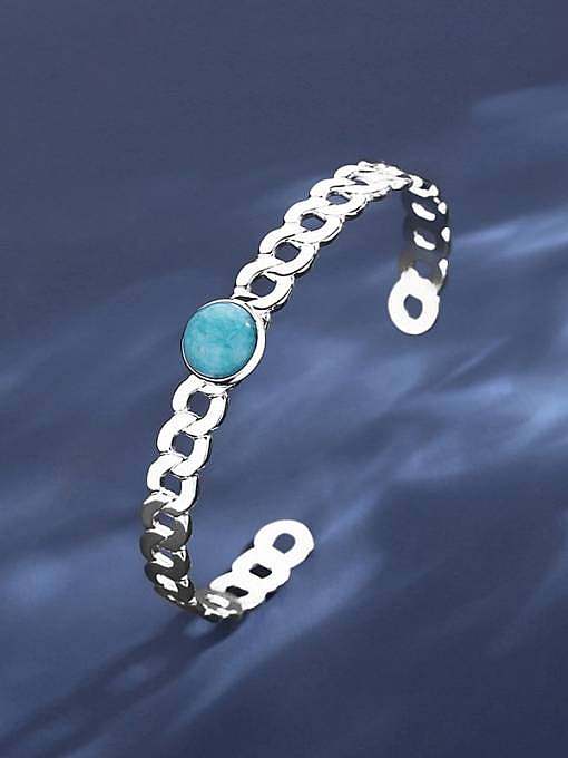 Stainless steel Turquoise Geometric Trend Cuff Bangle