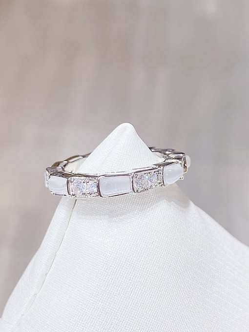 Brass Cubic Zirconia Geometric Dainty Band Ring