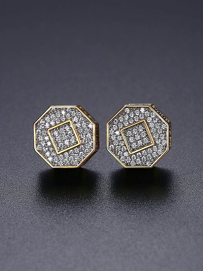 Arete de cobre con circonita cúbica geométrica Hip Hop