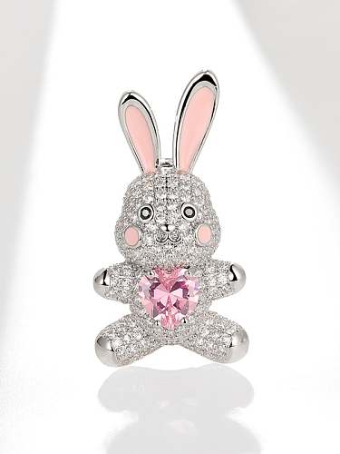 Broche Lapin Dainty Laiton Cubic Zirconia Email