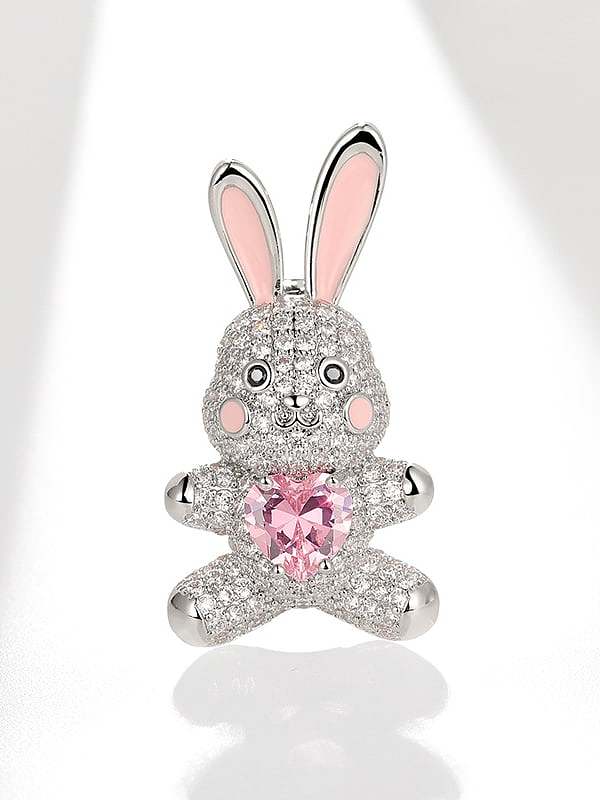 Broche Lapin Dainty Laiton Cubic Zirconia Email