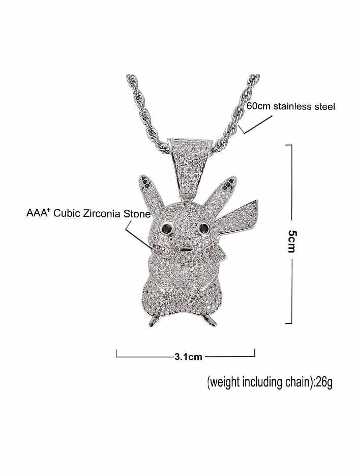 Brass Cubic Zirconia Cartoon anime character Hip Hop Necklace