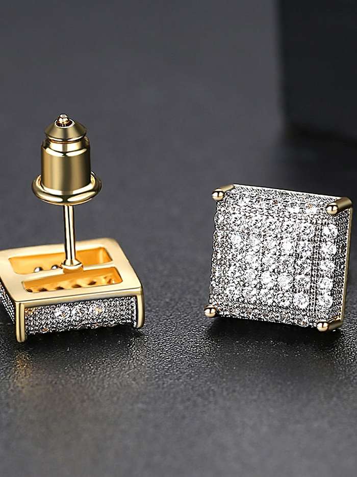 Arete cuadrado de hip hop con circonita cúbica de cobre