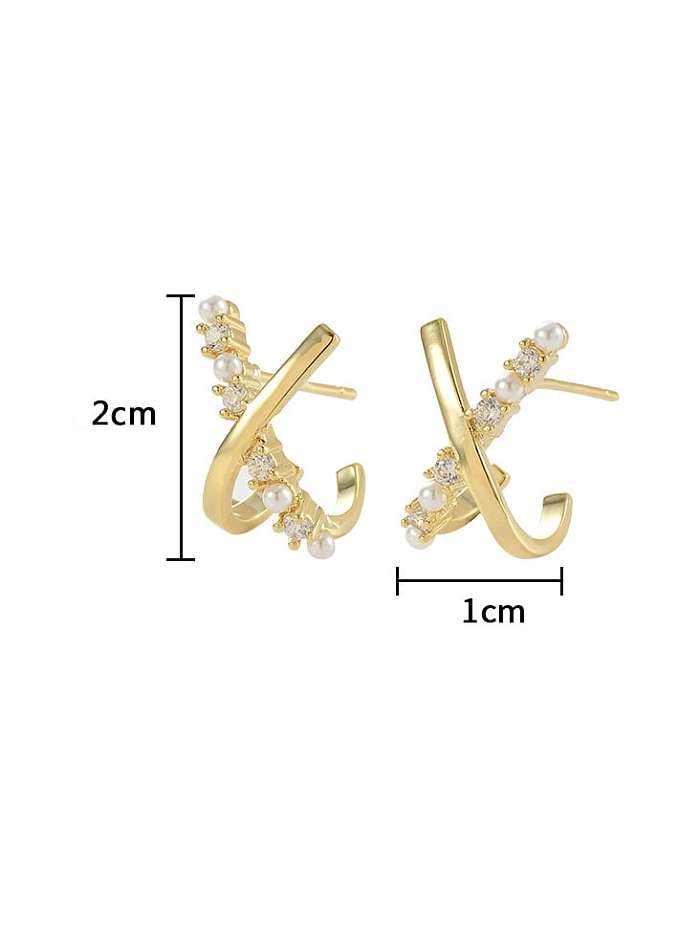 Brass Cubic Zirconia Geometric Dainty Stud Earring
