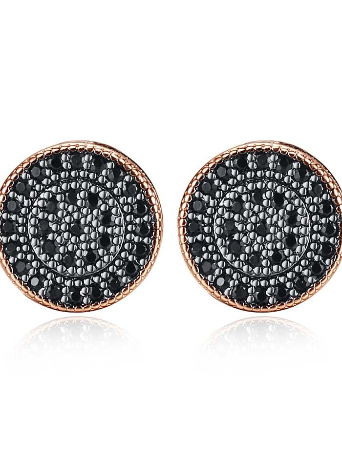 Copper Cubic Zirconia Round Hip Hop Stud Earring