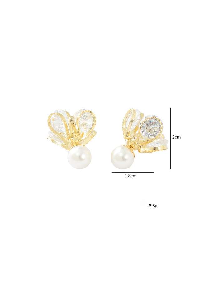 Boucles d'Oreilles Goujon Dainty Fleur en Laiton Cubic Zirconia