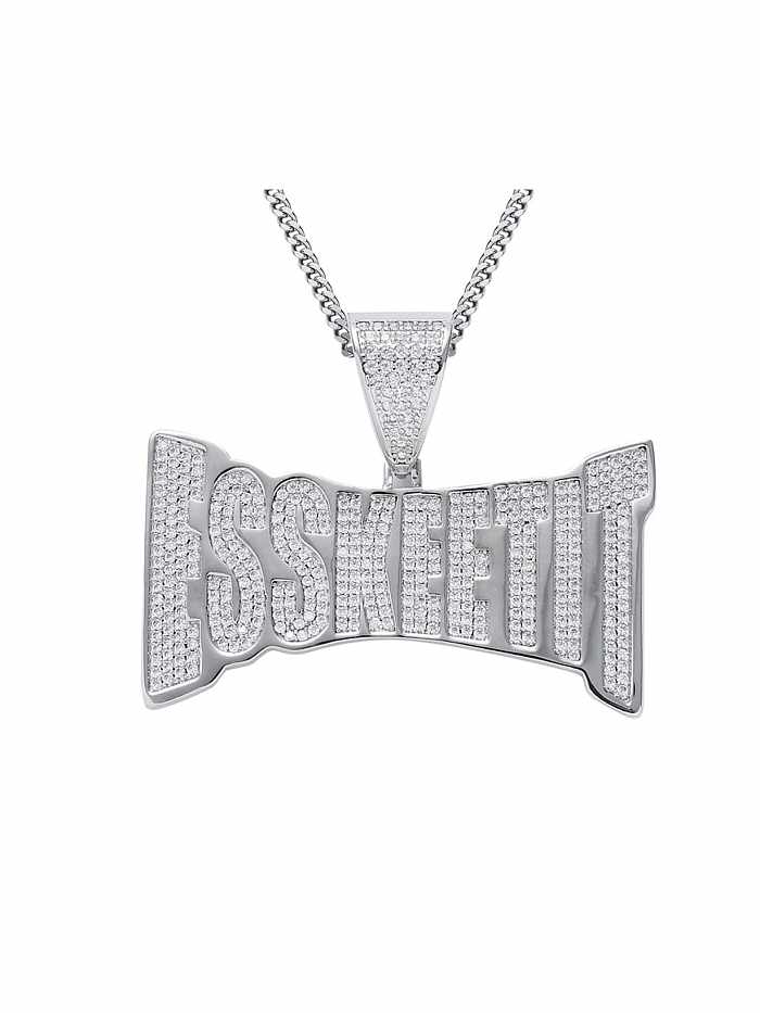 Brass Cubic Zirconia Letter Hip Hop Necklace