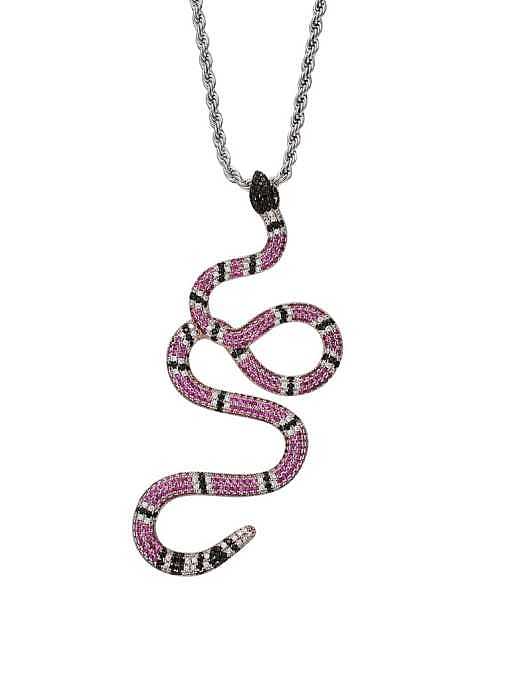 Brass Cubic Zirconia Snake Hip Hop Necklace