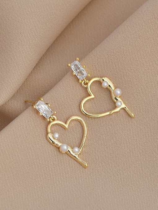 Boucles d'Oreilles Cubique Cubic Zirconia Heart Dainty Stud