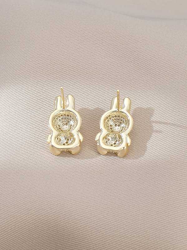 Brass Cubic Zirconia Rabbit Dainty Stud Earring